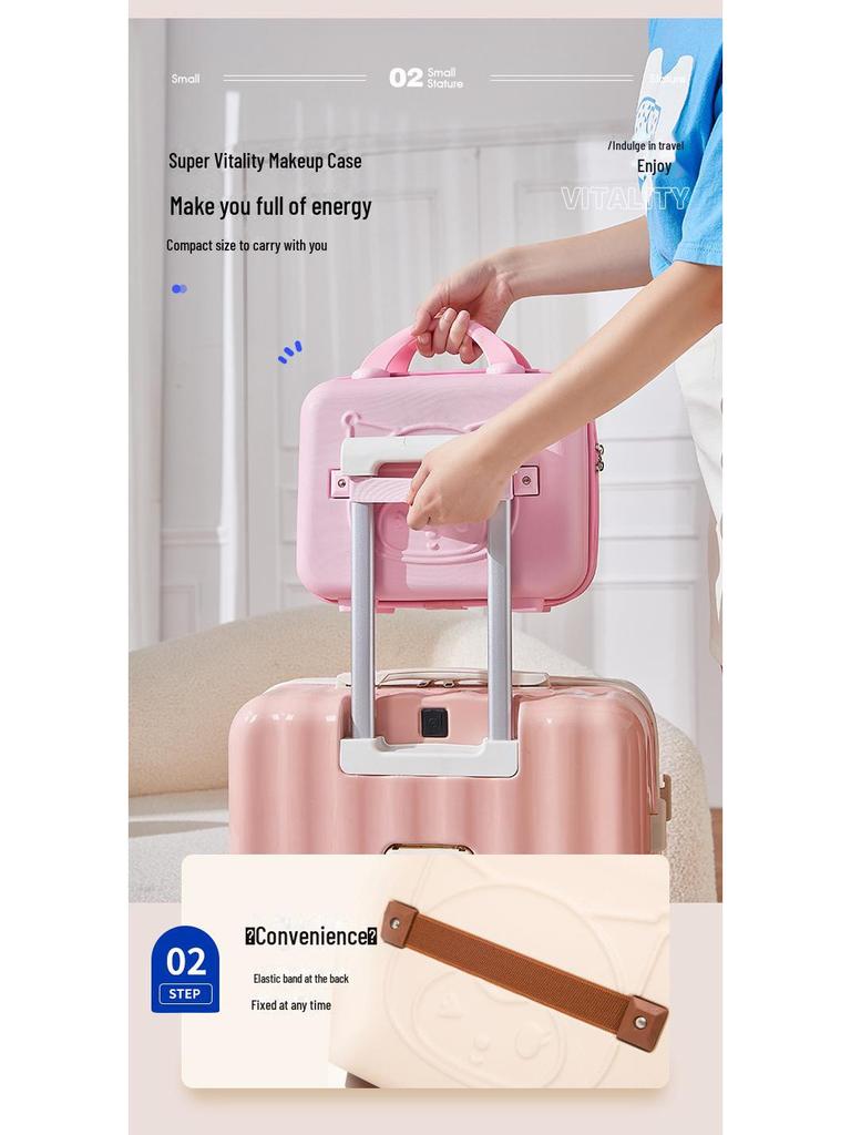 14-Zoll Cartoon Bonbonfarbe Kosmetikkoffer – Großes Fassungsvermögen, Tragbar & Niedlich, Perfekt für Frauen und Studentinnen