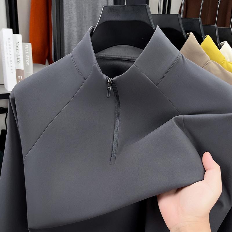 

Men s Seamless Half-Zip Stand Collar Long-Sleeve Polo Shirt 2XL темно-сірий