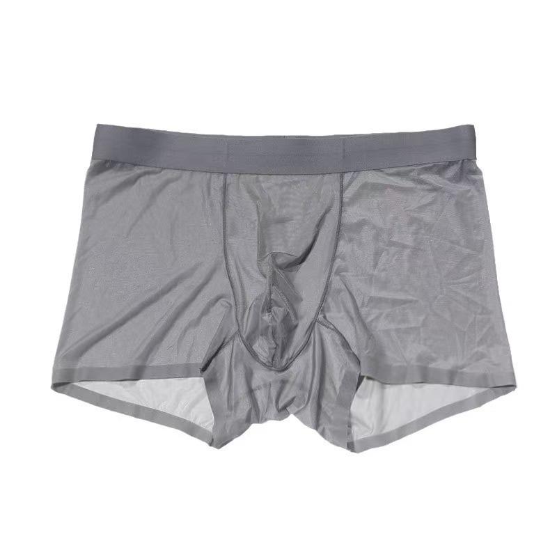 Cuecas Boxer Sem Costura Masculinas Ultrafinas de Seda Gelo com Design Antibacteriano e Respirável