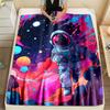 Astronaut Space Colorful Abstraction Print Blanket Flannel Material Soft Warm for All Seasons Home Outdoor Camping Picnics RV