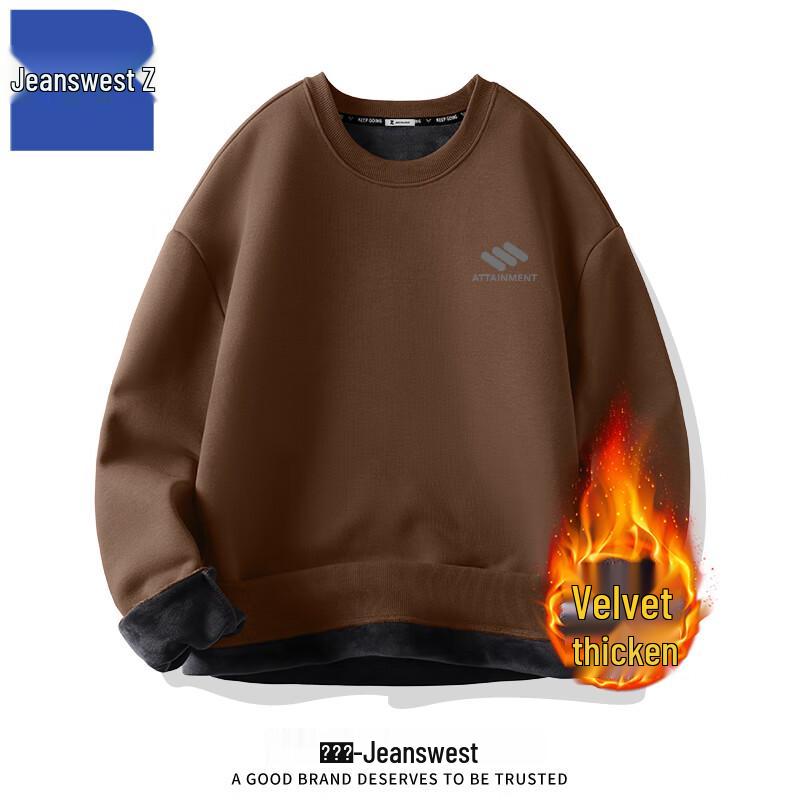 Jeanswest Men's Winter Fleece-Lined Round Neck Sweatshirt ANJ14