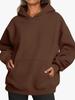 European and American Women's Casual Loose Solid Color Plus Velvet Hooded Sweatshirt - New Autumn/Winter Style