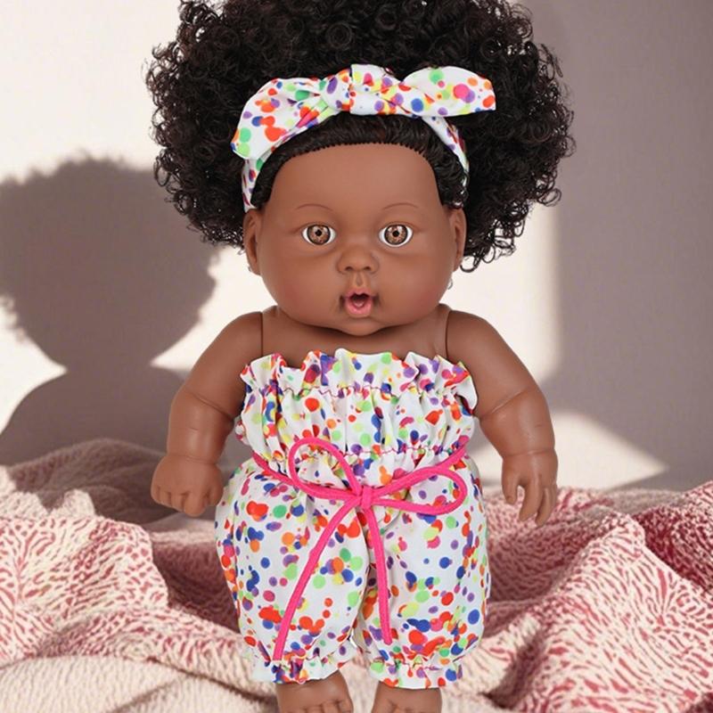 8inch Soft Reborns African Doll For Children's Daily Comforting Imaginative Pretend Play Parenting Game Collectible Toy