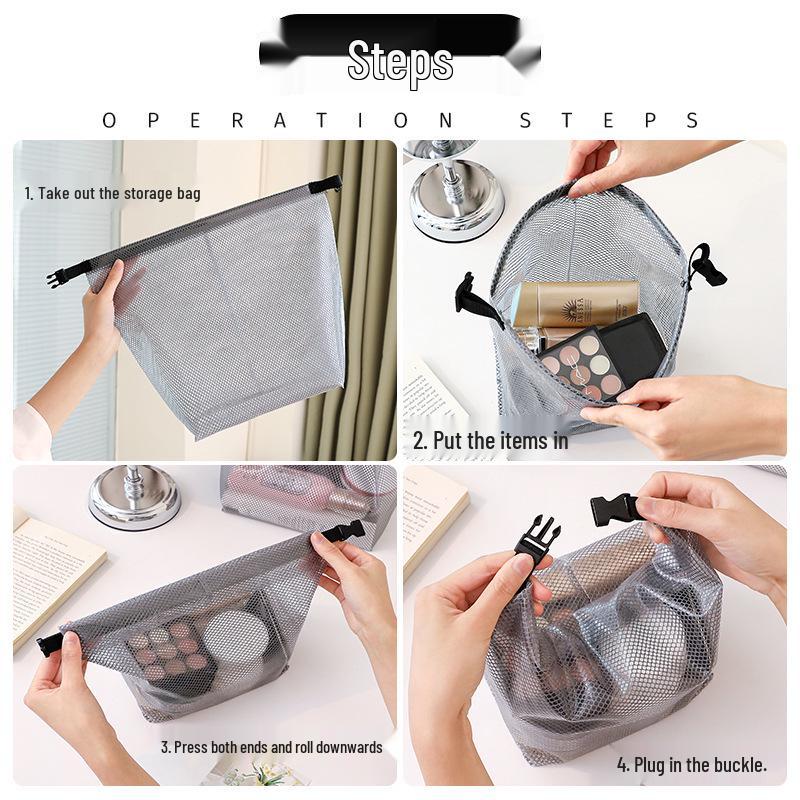 Large Capacity Women's Makeup Bag - Portable, Multi-functional, Buckle Design, for Swimming, Toiletries, Handheld, Souvenir Storage