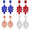 Elegant Leaf Dangle Earrings With Water Dazzle Crystals For Women Wedding Jewelry