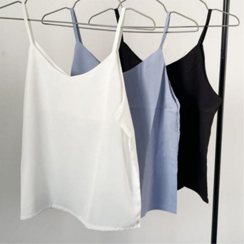 New ArrivalS Open Run Women S Satin Slip blouSe Solid Color