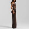 European Summer 2025 Sexy Spaghetti Strap Lace Patchwork Long Dress for Women