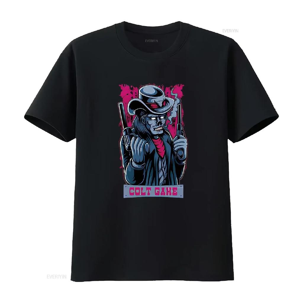 Mens COLT GAME Crew Neck T Shirt Black 4X Large Vintage Washed Fashion Soft Slightly Unisex Stylish Top For Everyday Wear