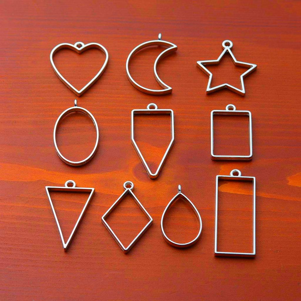 10pcs/set Geometric Figure Charm Hollow Glue Blank Pendant Tray Bezel Charms DIY Handmade Bezel Mold For Jewelry Making Wholesal