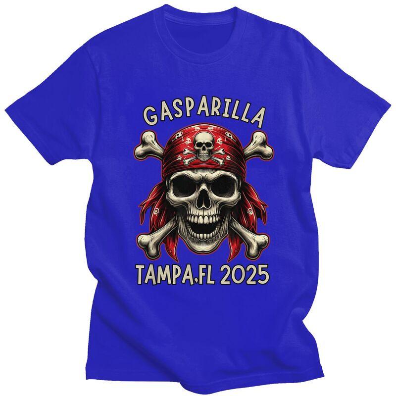 Custom Gasparilla 2025 Pirate Skull Cross T Shirts Men ShortSleeve Tshirts Streetwear Tee Pure Cotton Oversized Tshirts Gift