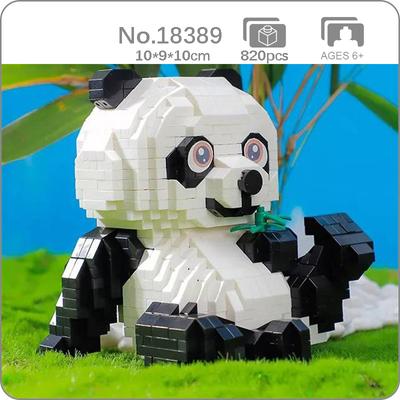 18389 monde Animal Panda ours bambou nourriture Animal assis poupée modèle Mini blocs de diamant briques construction jouet pour enfants sans boîte
