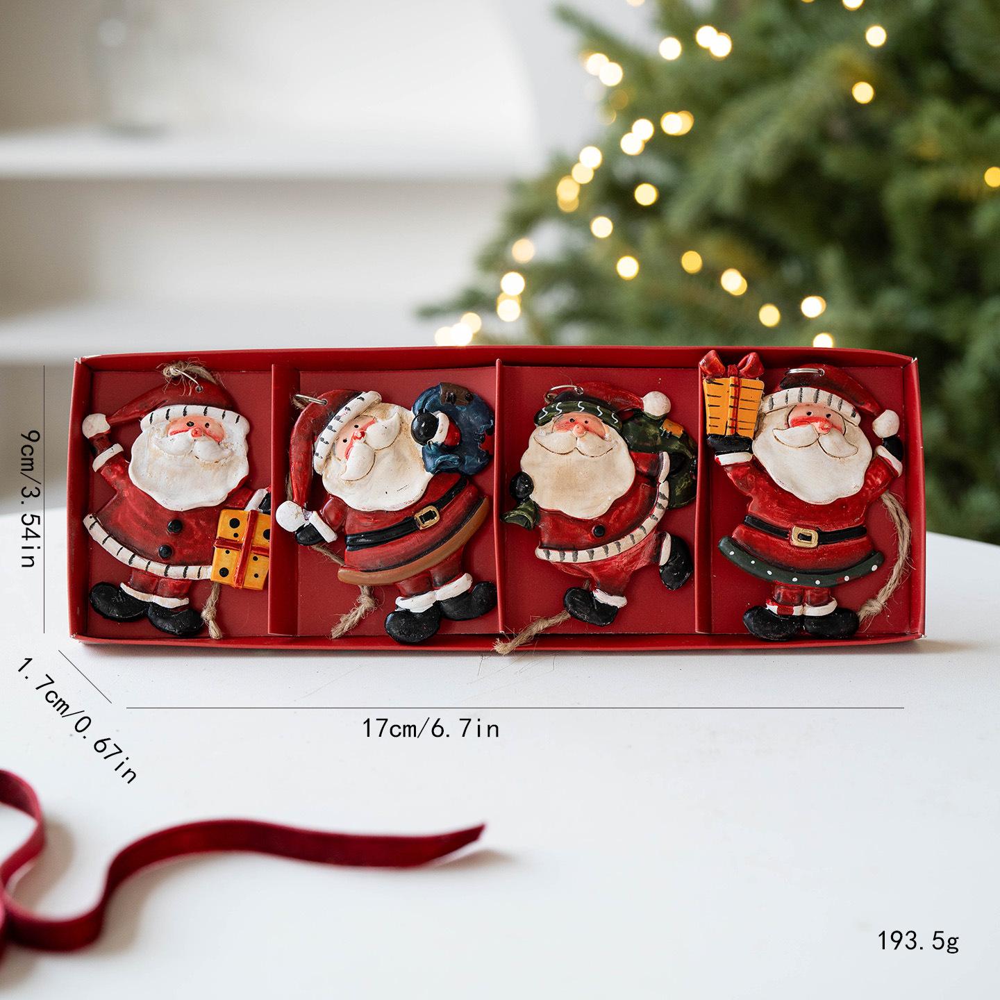 

4pcs Set Christmas Tree Decoration Cute Snowman Figurine Santa Claus Hanging Ornament DIY Decorative Accessories Christmas Party