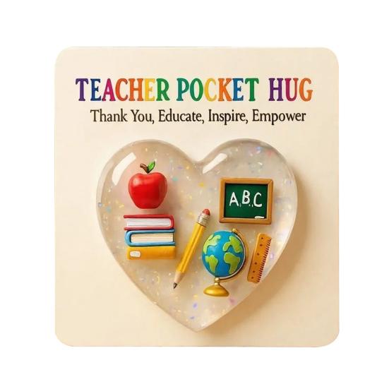 Yousheng Teacher Pocket Hug with Greeting Card Love Heart Shape Teacher Pocket Hug Token Thank You Teacher Appreciation Keepsake Gifts