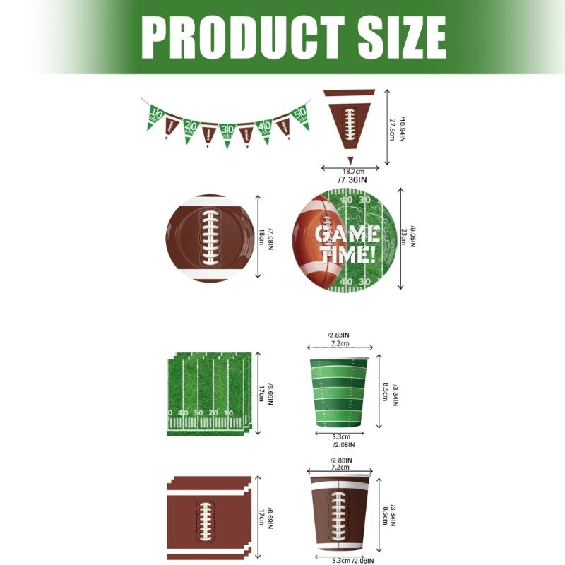 Complete Football Championship Themed Party Supplies Package Includes standard Disposable Tableware For Birthday Game instances