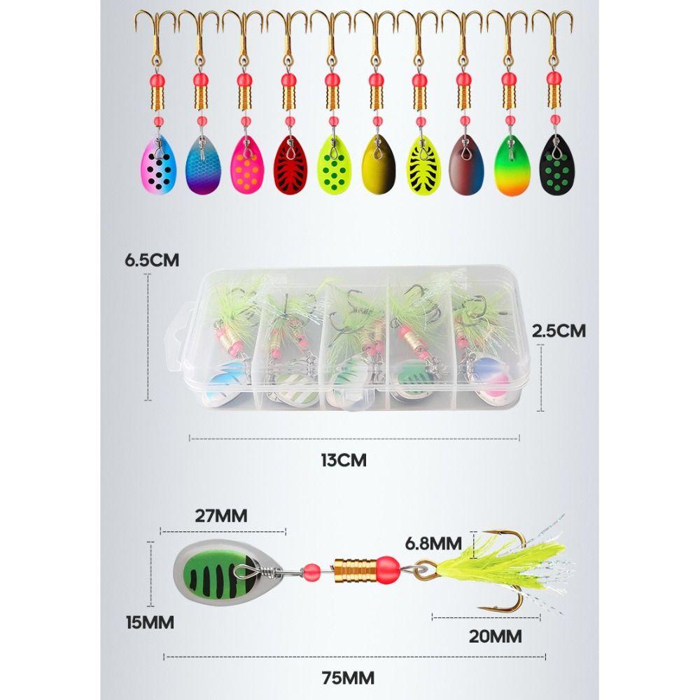 10PCS New Metal Spinning Lures 3g Multicolor Artificial Bait Spinner Fishing Wobblers Fishing Accessories