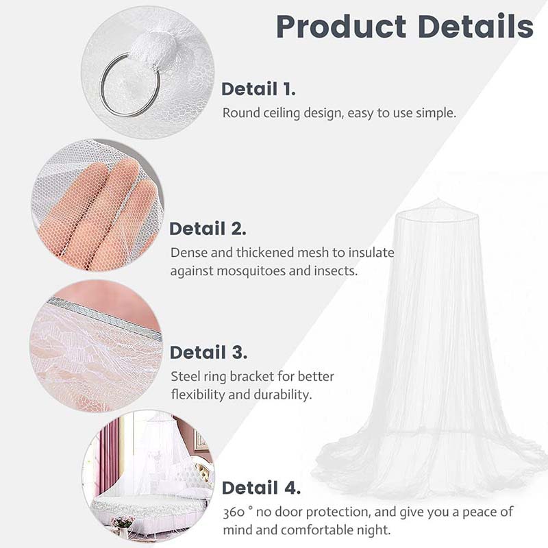 Summer Hung Dome Mosquito Net for Double Bed Princess Style Hanging Canopy Dome King Sleeping Fly Insect Hanging Tulle Curtain Round Curtains