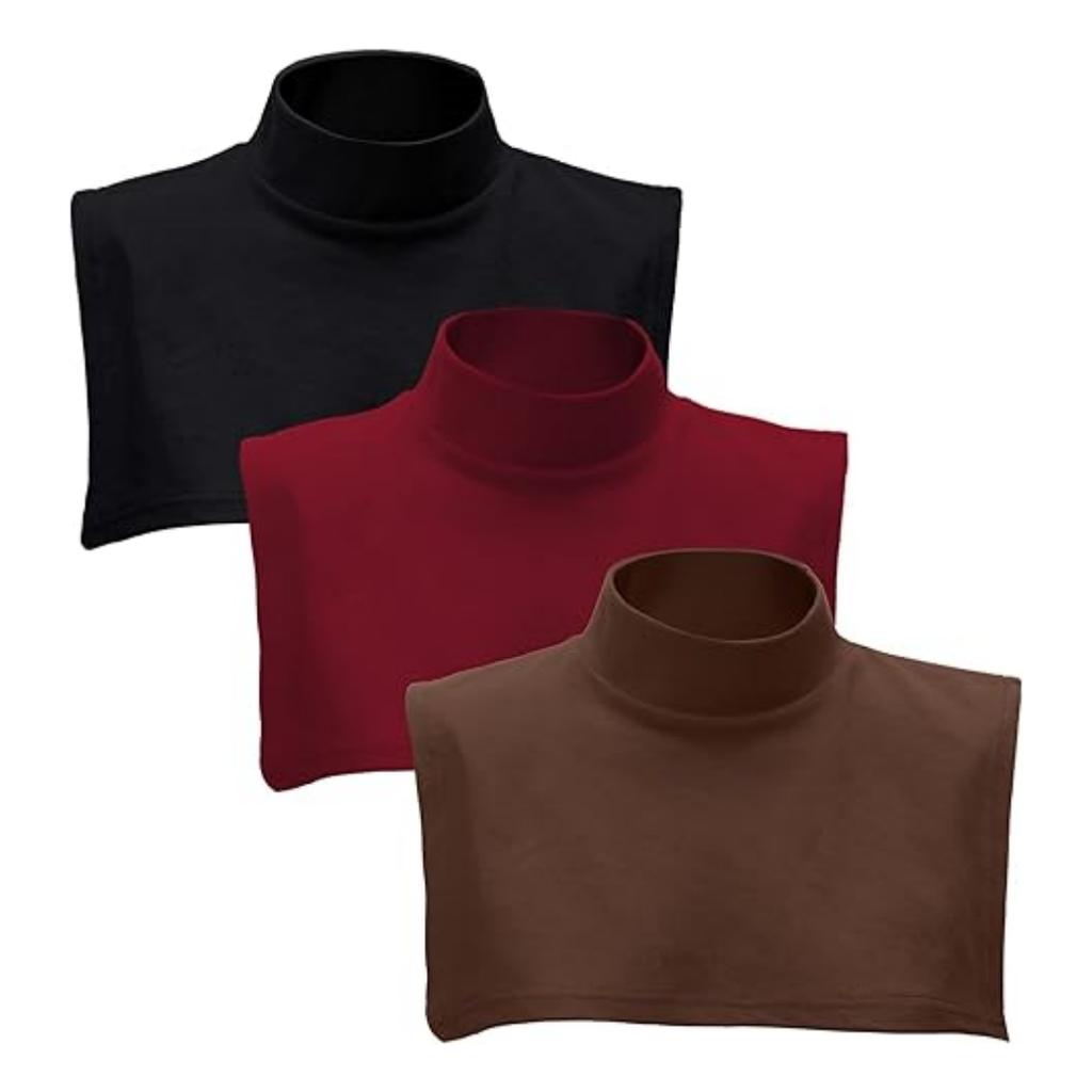 3 Pcs Fake Turtleneck Dickey Detachable Collars Set Half Top Mock Blouse Collar for Women Men Casual