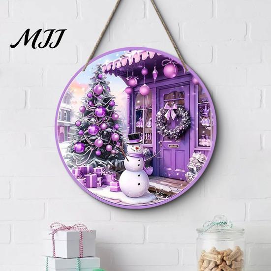 Decorative Entrance Wall Art Christmas Hanging Pendant with Lanyard, Wooden Sign for Front Indoor Outdoor Seasonal Decor Door, Creative Farmhouse