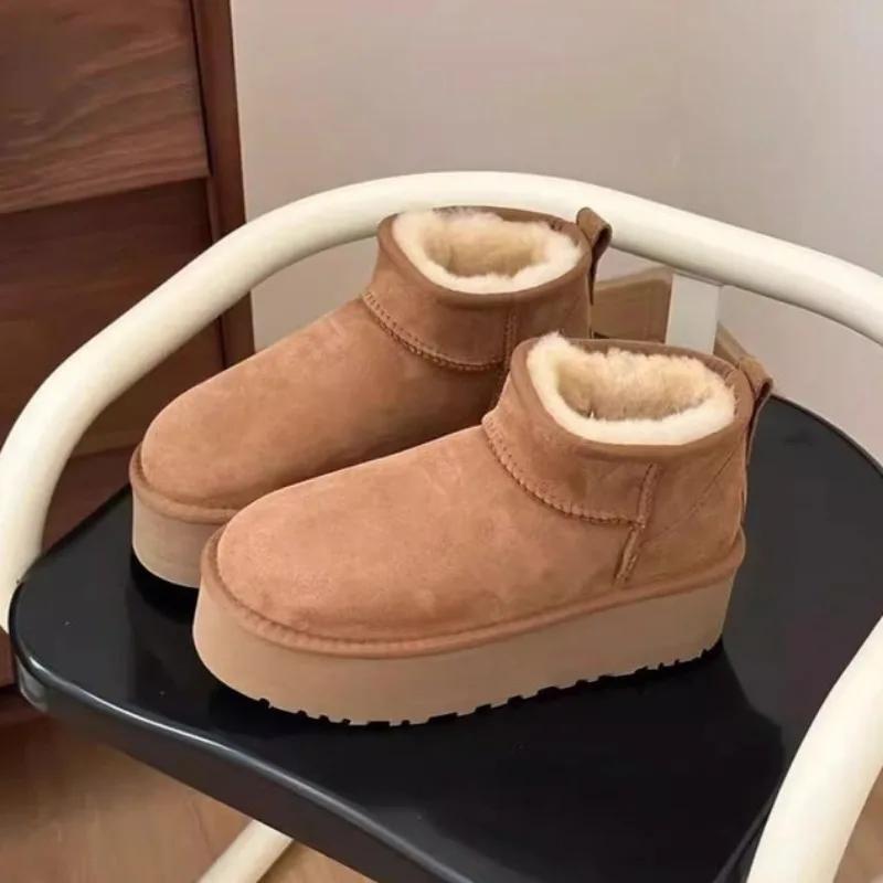 New Womens Snow Boots Casual Slip-on Botas Mujer Plush Warm Home Cotton Shoes Classic Winter Thick-soled Women's Ankle Boot