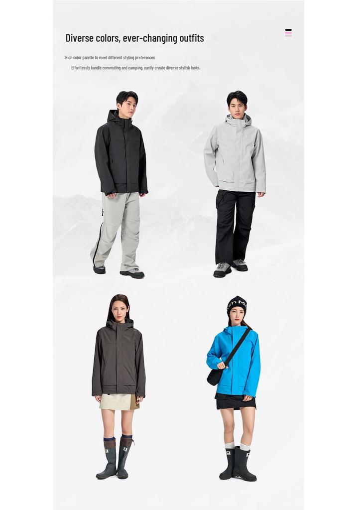 Men's and Women's Soft Shell Mountaineering Jacket, Three-in-One with Detachable Fleece Liner, Water-Repellent, 2026 Model.