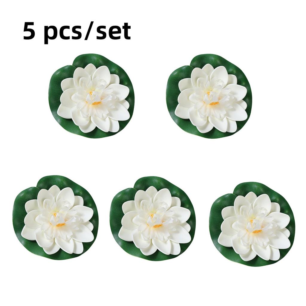 10 Stück Bunte Künstliche Schwimmende Seerose Simulation EVA Lotusblatt-Blumen Seerosen-Teichpflanzen für Gärten Zuhause Aquarium