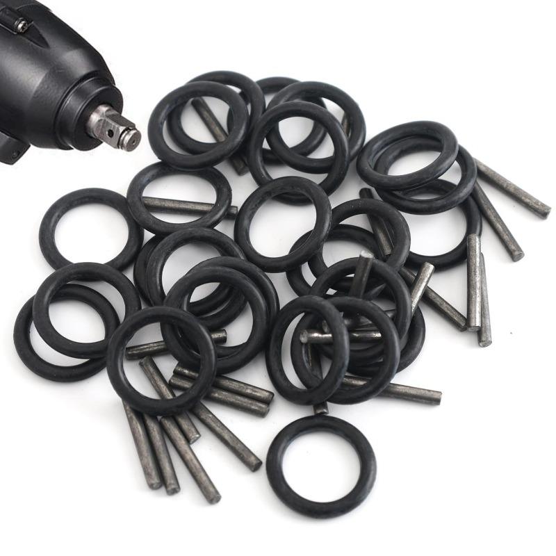5/50Pcs O Ring Rubber Sealing Washer Black Gasket Oil Resistant High Temperature Ring with Spring Clip Wrench Component Tools