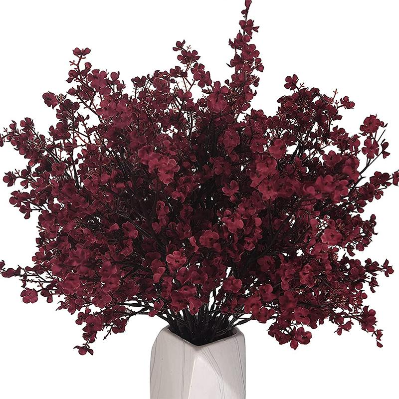 10PCS Artificial Plants Long Baby's Breath Christmas Decor Vase for Home Wedding Bridal Festival DIY Party Fake Plastic Flowers