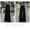 Women's High Waist Black Sequin Wide-Leg Pants - Spring 2026, Plus Velvet, Petite Drape, Straight Leg, New Arrival