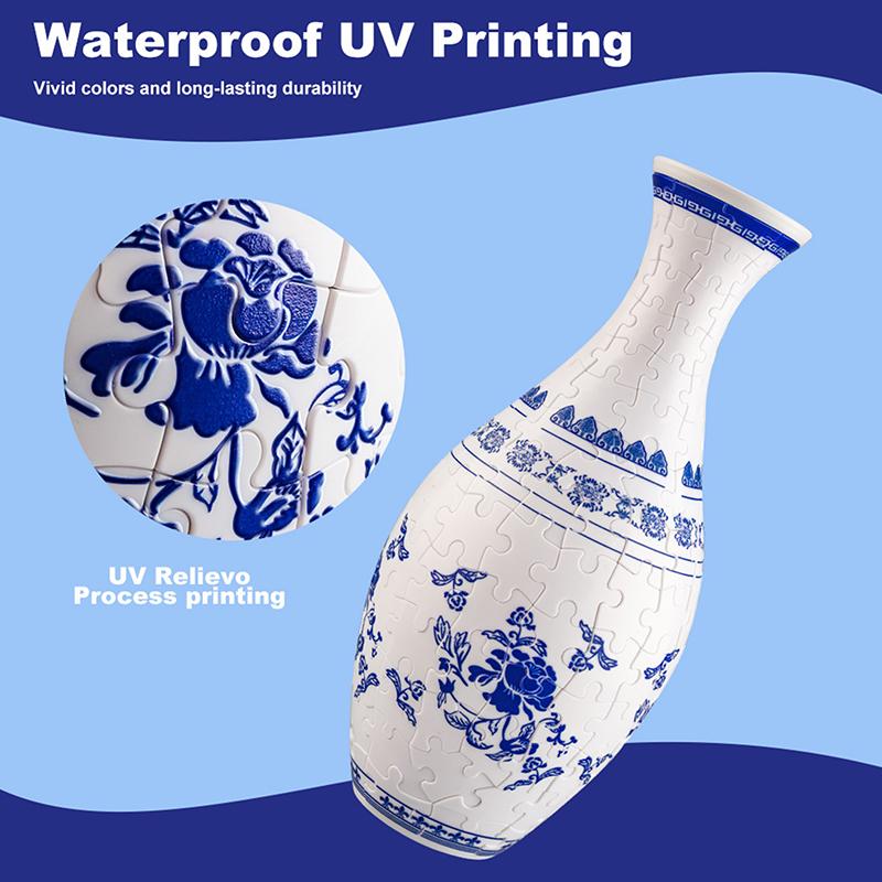 3D Puzzle Vase Flower Porcelain Design Diy Assembly Educational Toy Home Decoration House Arrangement Warming Christmas Gift Toy
