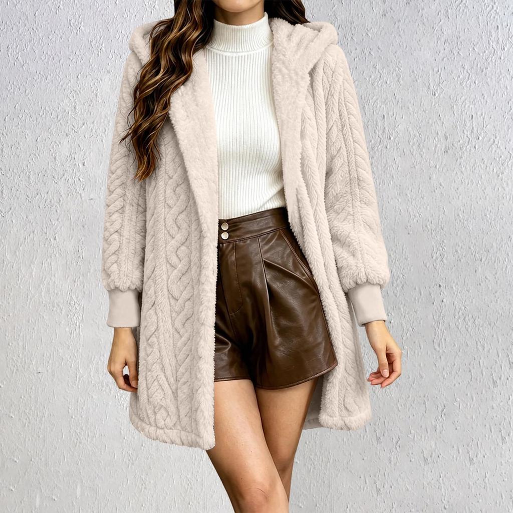 Women's Long Sleeve Hooded Jacket Loose Fit Casual Winter Coat