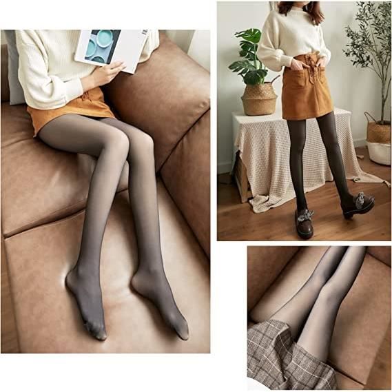 Collants Thermiques pour Femme - Winter Tights - Noirs Doublés en Polaire - Taille Unique