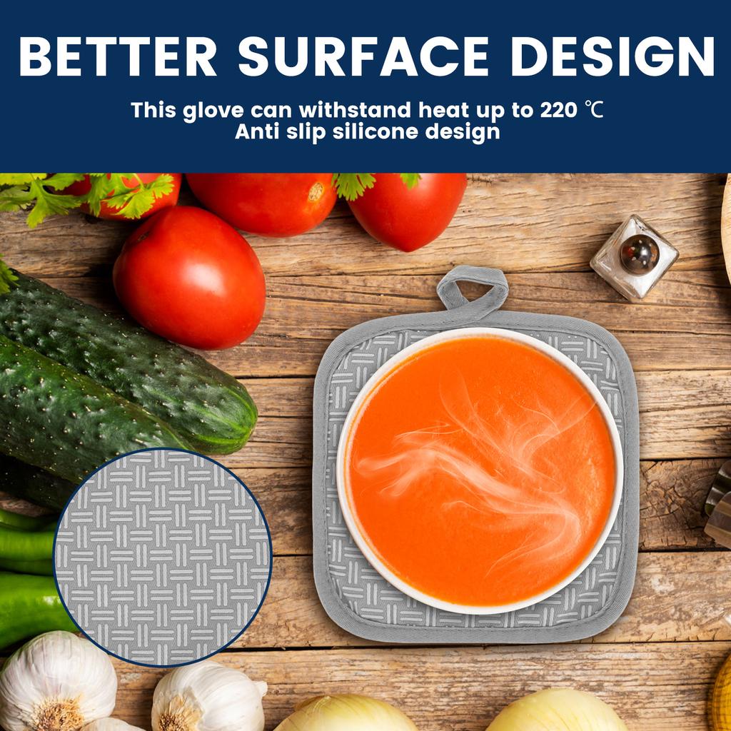 Oven Mitts and Pot Mat Classic Oven Mitt Heat Resistant Kitchen Oven Gloves Cotton Cooking Gloves for Cooking Baking Grilling