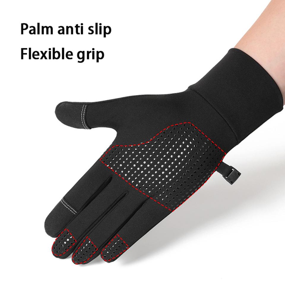 Bicycle Outdoor Gloves Men's Black Winter Touch Screen Compatible Anti Slip Warm Thick Gloves Outdoor Running Gloves Equipment