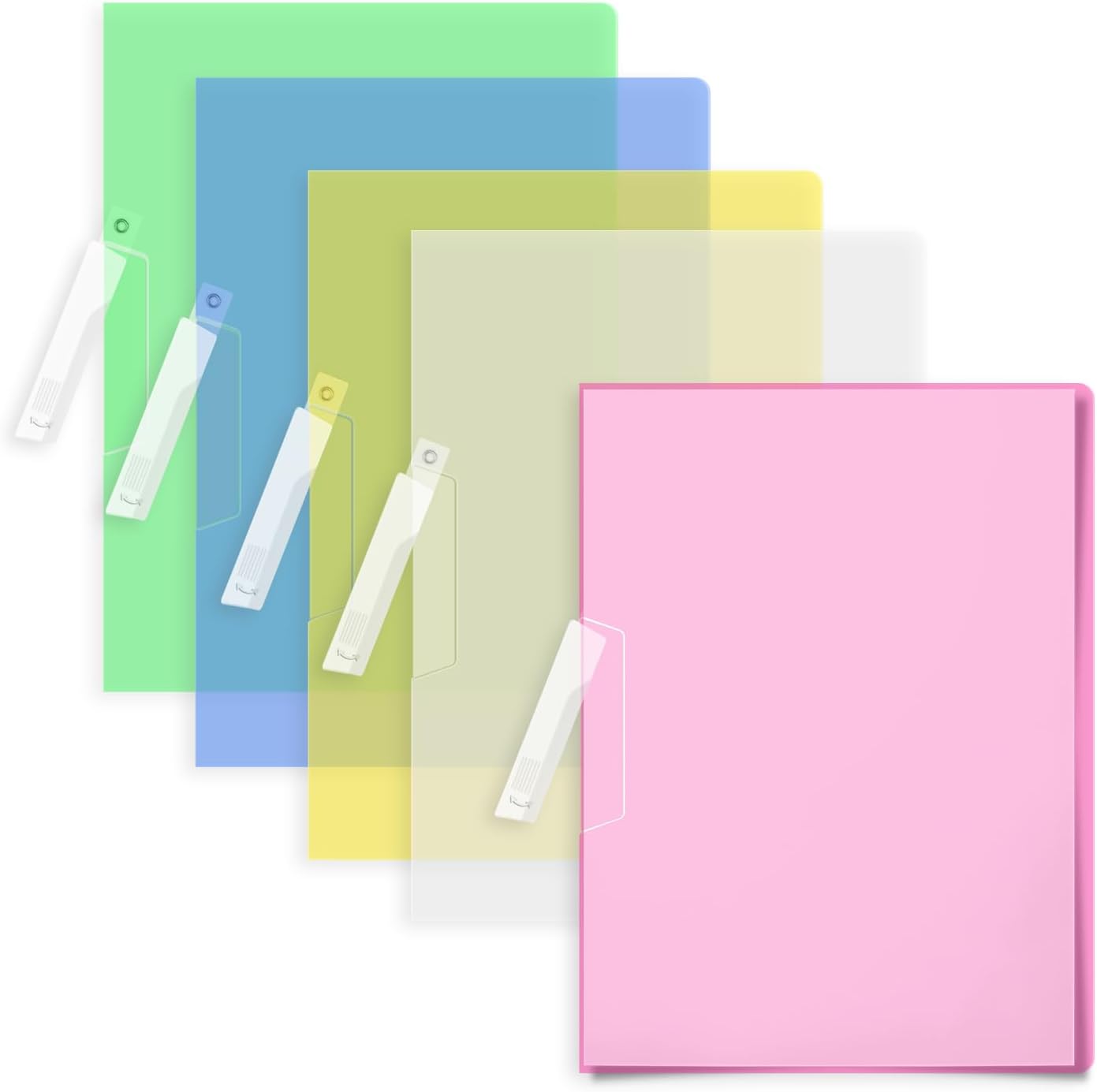 A4 Rotating Lever Folder Transparent Plastic Document File Multicolor Slide Clip Student Office School Supplies