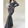 Butterfly Dream Woven Sequin Slim-Fit Mermaid Dress - Women's French Style Knit for Spring/Autumn