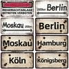 Vintage Berlin City Plate War Aluminum Sign Store Bar Metal Home Club Man Cave Pub Decor Painting Plaques Poster Wall Decoration