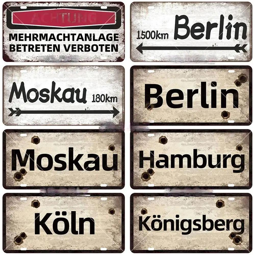 Vintage Berlin City Plate War Aluminum Sign Store Bar Metal Home Club Man Cave Pub Decor Painting Plaques Poster Wall Decoration