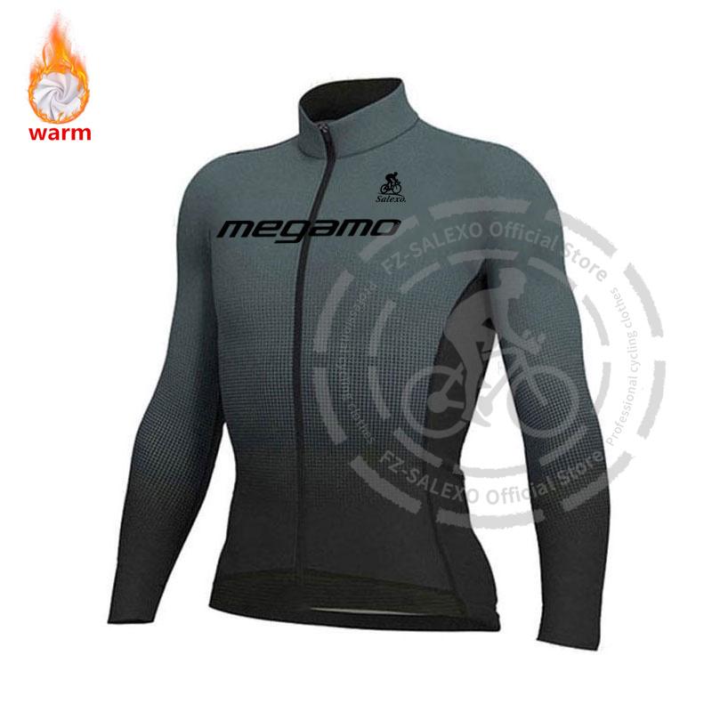 Megamo Set Termico Invernale in Pile a Manica Lunga per Ciclismo Abbigliamento Mountain Bike Maglie da Bicicletta da Uomo Abbigliamento Maillot Ropa Ciclismo