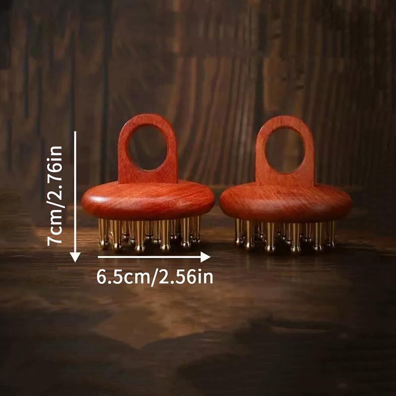 Head Meridians Massage Comb Copper Sandalwood Meridians Fine Tooth Comb Needling Guasha Scalp Massage Brush Relax Body Massager