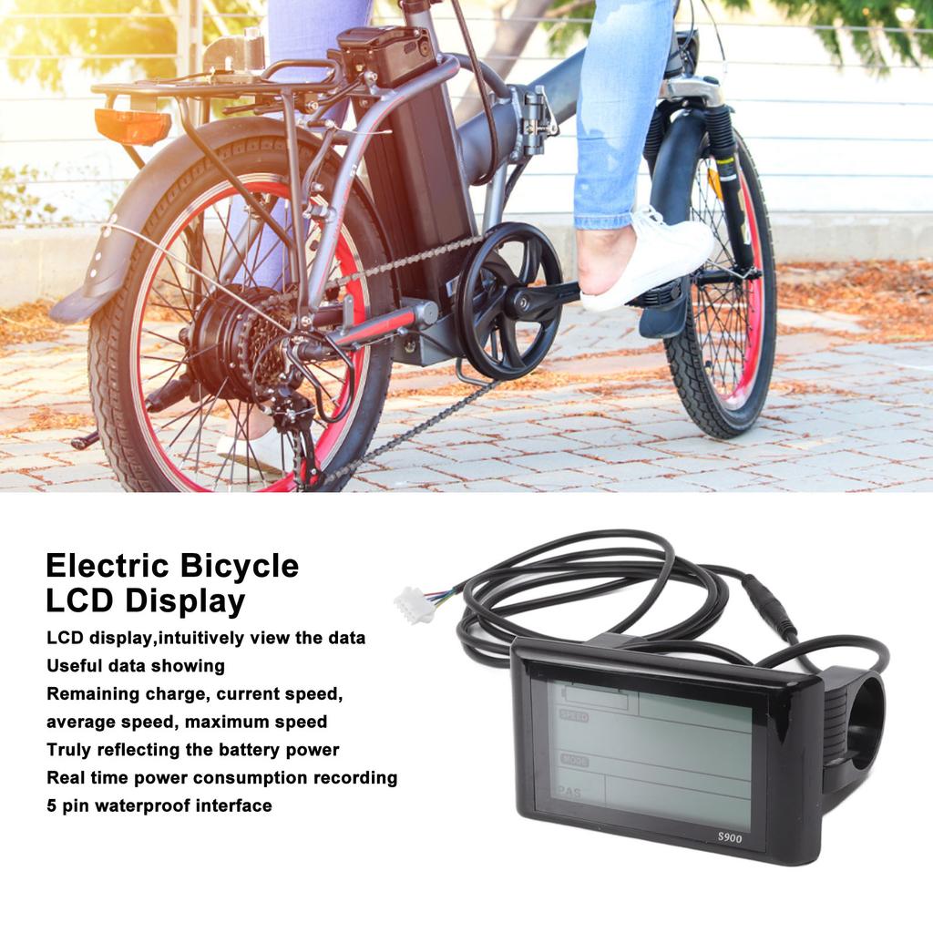 S900 Electric Bicycle LCD Display 24V 36V 48V Waterproof Real Time Recording for Scooter Electric Bike