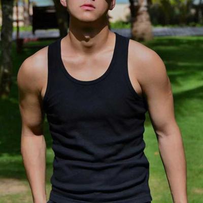 Summer Men Vest O Neck Slim Fit Elastic Solid Color Sleeveless Tank