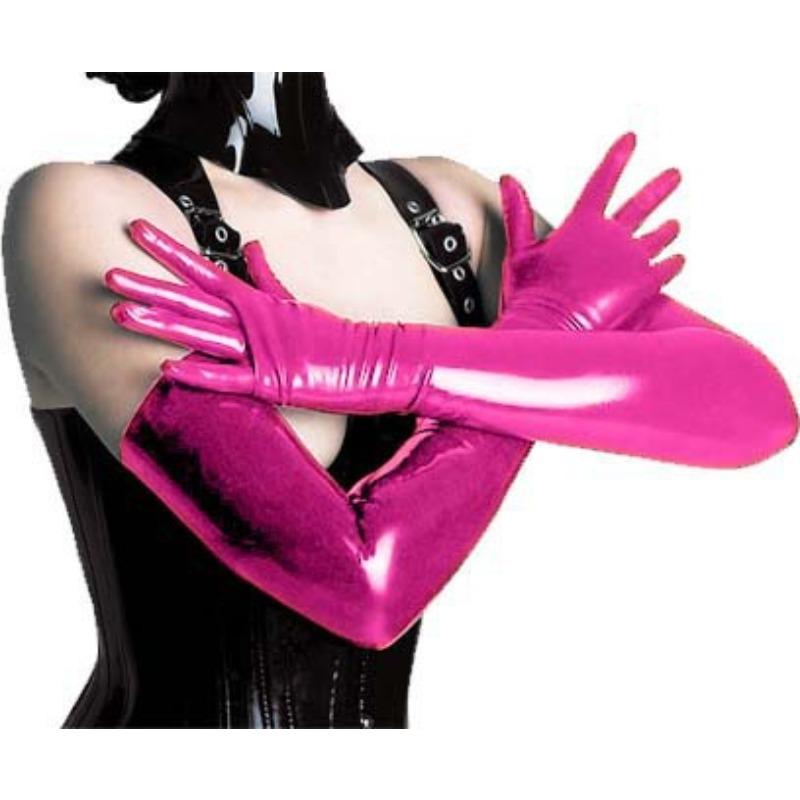 Sexy Patent Leather Gloves Glued Tight Long Sexy Queen Seduction Coated Sexy Underwear D Pole Dance Bright