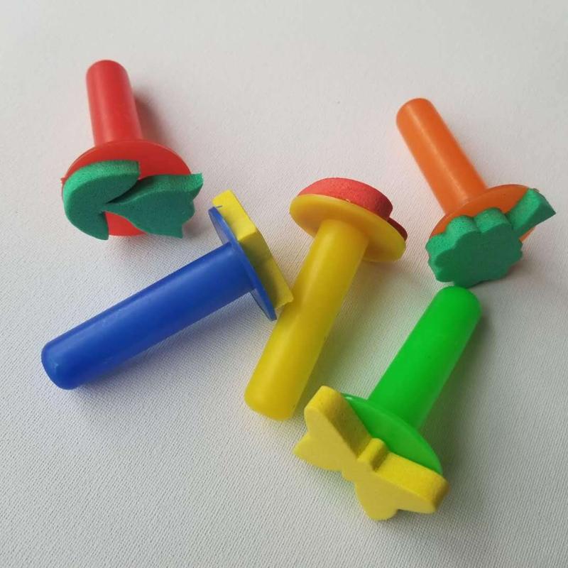 5pcs Creative Drawing Stamper Colorful Stamps Pre-cut DIY Coloring Toy with Portable Handle Interactive Painting Kit
