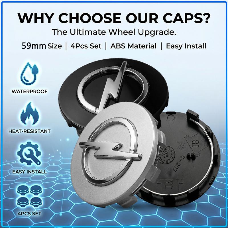 For Opel Crosa D Astra H Insignia Astra J Zafira B Mokkaastra Vivaro Astra G 4Pcs 56mm Car Wheel Center Caps Hub Cap Covers Emblem