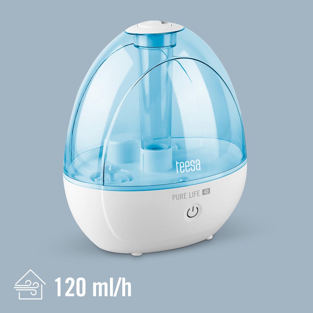 Umidificatore d'aria a ultrasuoni TEESA PURE LIFE 40, silenzioso, lampada automatica