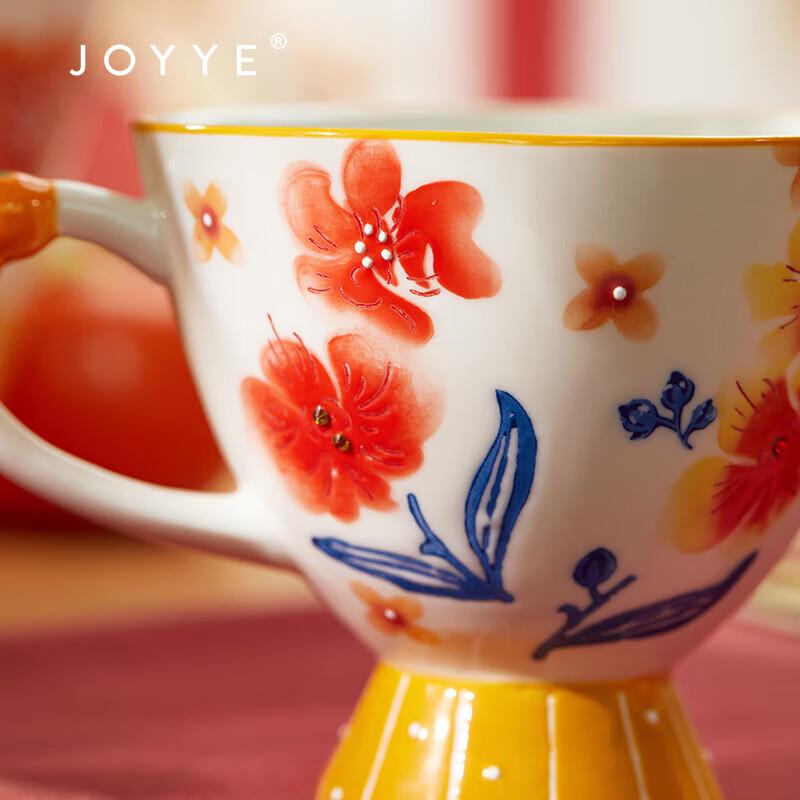 JOYYE Błogosławiony Ogród Owocowy Ręcznie Malowana Para Ceramicznych Kubków ze Łyżeczkami