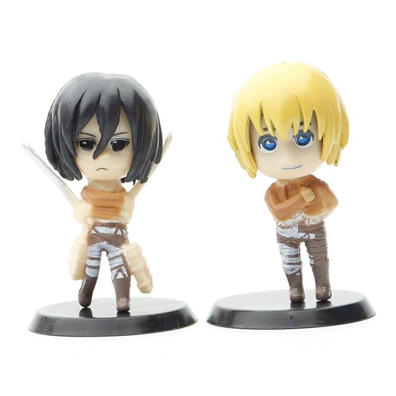 Anime Attack On Titan Figure Q Version Eren Jager Mikasa Ackerman Armin Arlert Erwin Smith Levi Pvc Action Figure Car Decoration