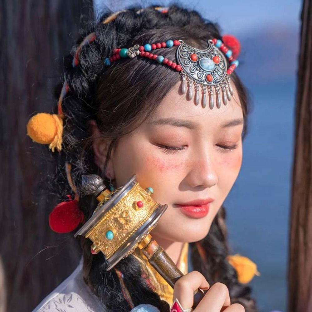 Ethnic Style Bohemia Hair Chain Tassel Beads Tassels Headbands  for Children