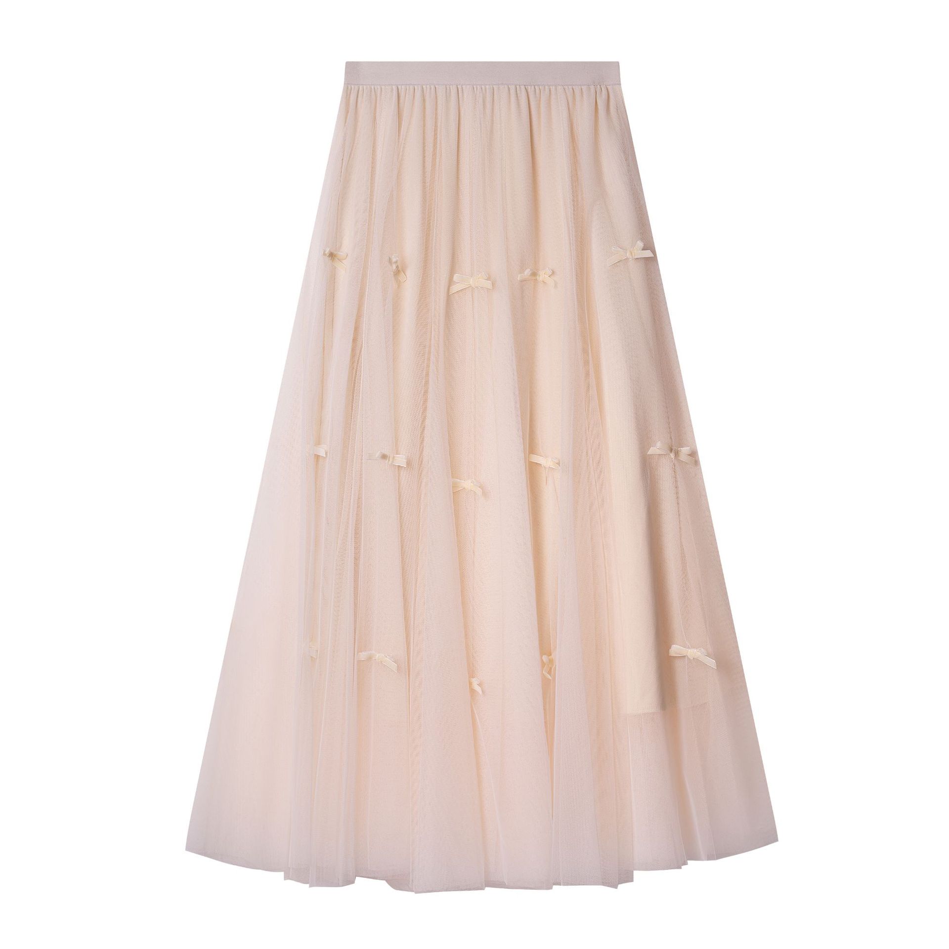 

2025 новая женская юбка А-образного силуэта, юбка из тюля с эластичной талией, средней и длинной длины, темпераментная узкая повседневная юбка One size