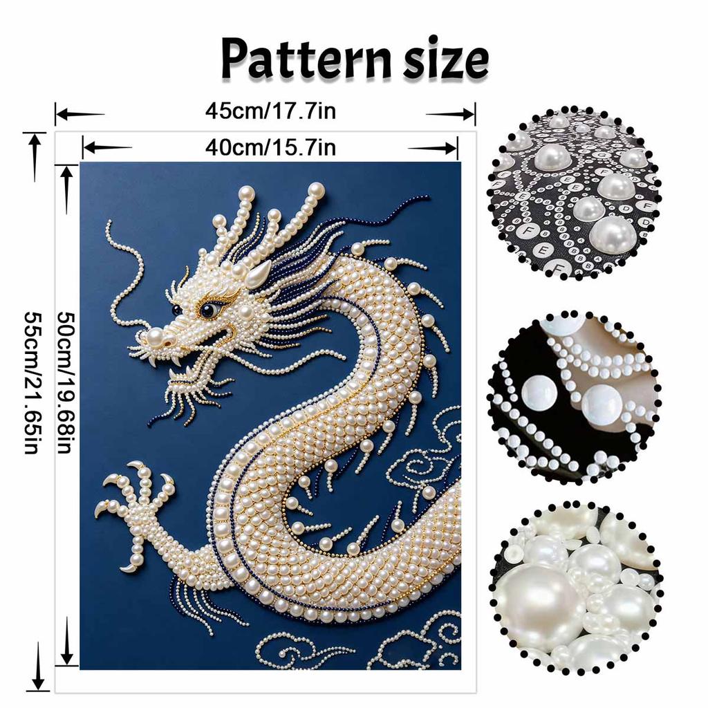 DIY Pearl Diamond Art Painting Kits for Adult and Beginners, Majestic Dragon Sparkling Painting Craft Home Wall Decor Handmade Gift